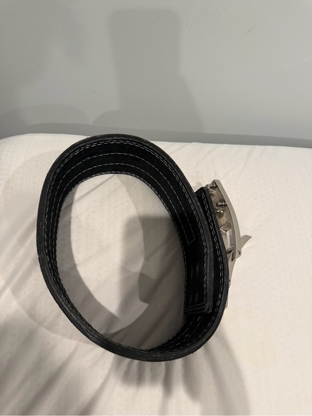 Men's Black Leather Belt with Silver Buckle